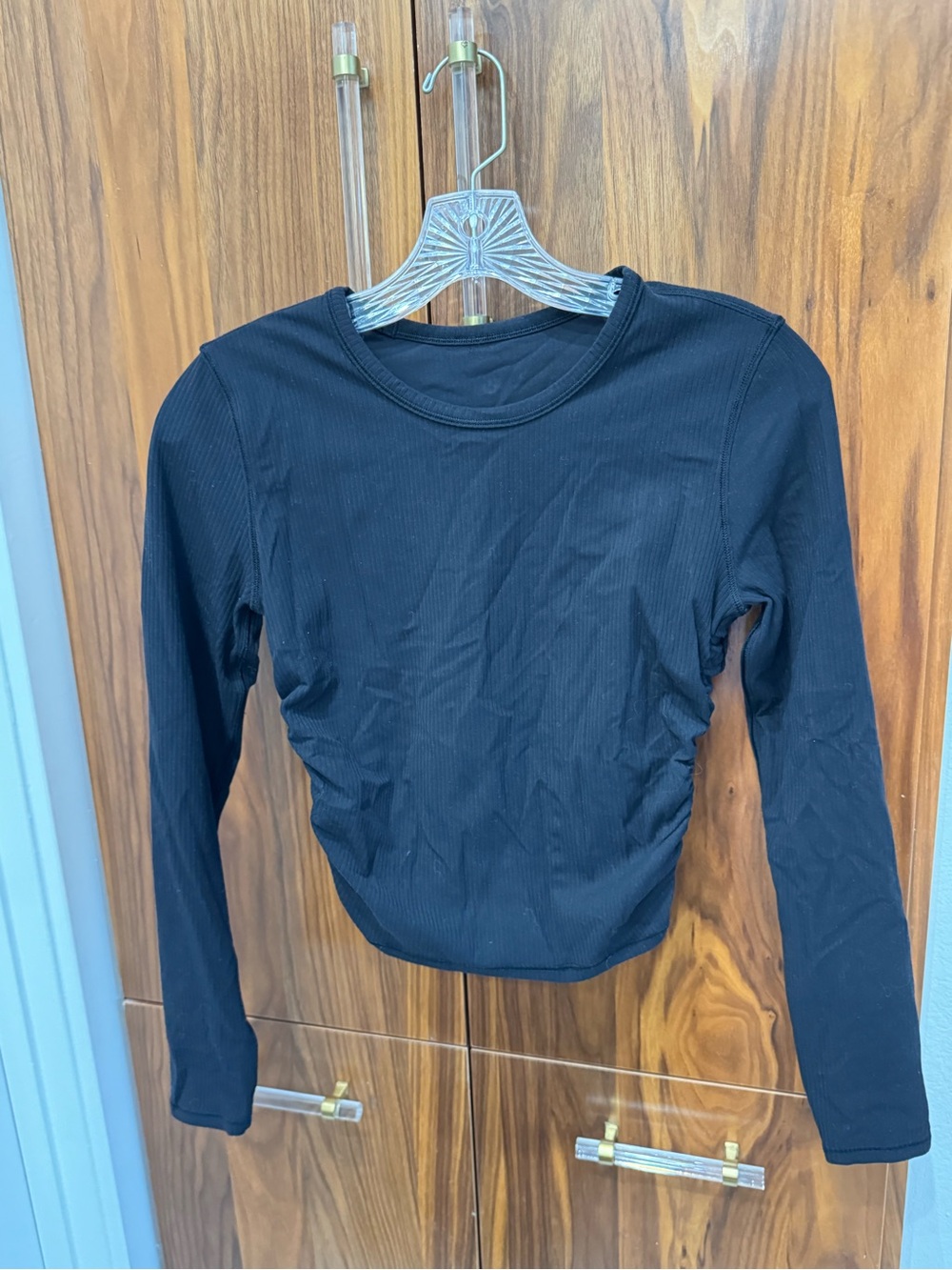 lululemon athletica Black Ribbed Long-Sleeve Crewneck Top